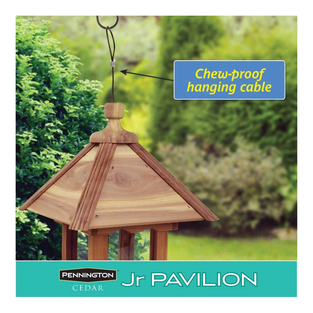 Pennington Cedar Junior Pavilion Bird Feeder Red, Brown, 9.5X9.9X13.5-Inch