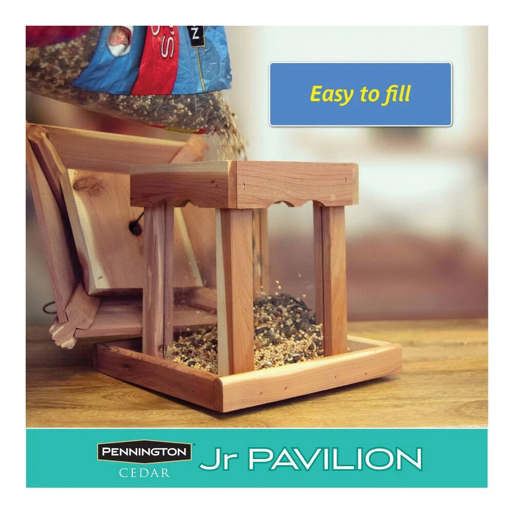 Pennington Cedar Junior Pavilion Bird Feeder Red, Brown, 9.5X9.9X13.5-Inch - Image 4