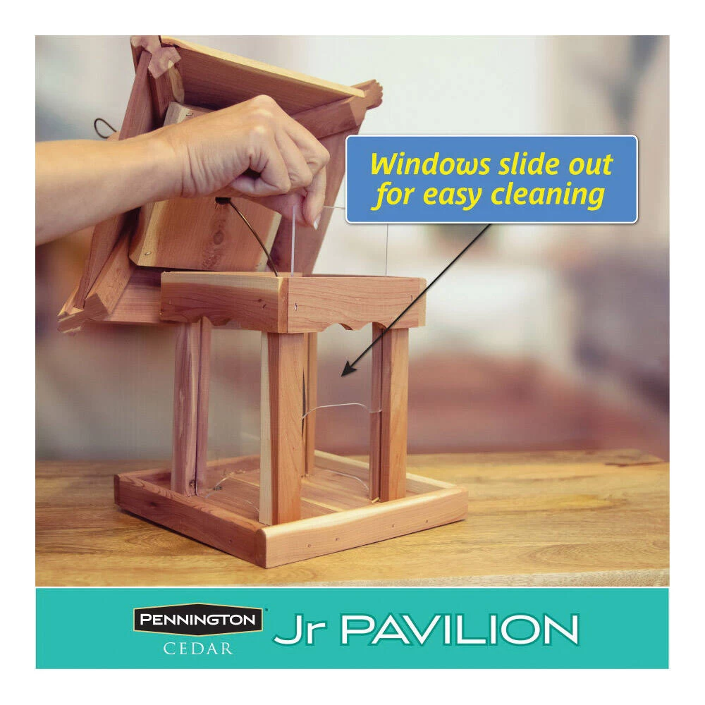 Pennington Cedar Junior Pavilion Bird Feeder Red, Brown, 9.5X9.9X13.5-Inch - Image 2