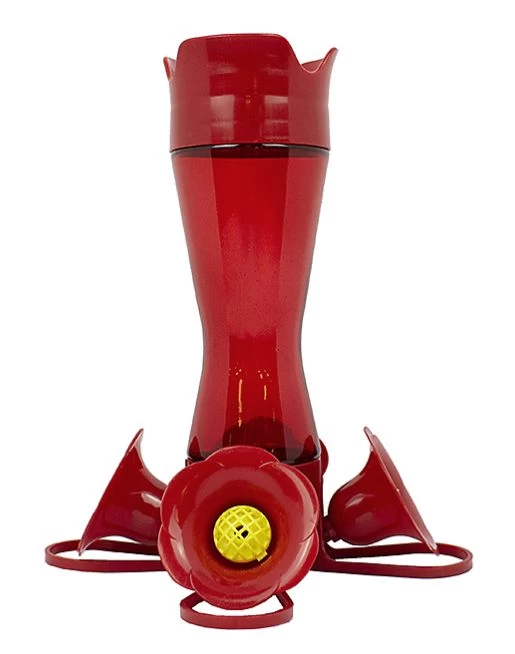 8-Ounce Red Glass Pinch-Waist Hummingbird Feeder - Image 7