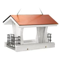 Nantucket White CopperTop Ranch Feeder & Suet Cages