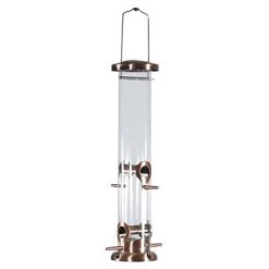 Brushed Copper 4-Port Mixed Seed Tube Feeder