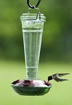 8-Oz Torchiere Decorative Glass Hummingbird Feeder