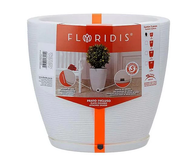 12.6-Inch White Resin Amsterdan Planter - Image 3