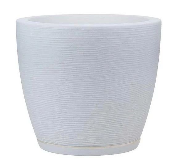 12.6-Inch White Resin Amsterdan Planter - Image 4
