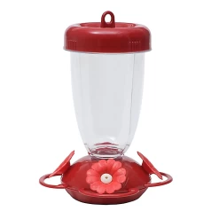 "Perky's Finest" Red Flower Top Fill Plastic Hummingbird Feeder