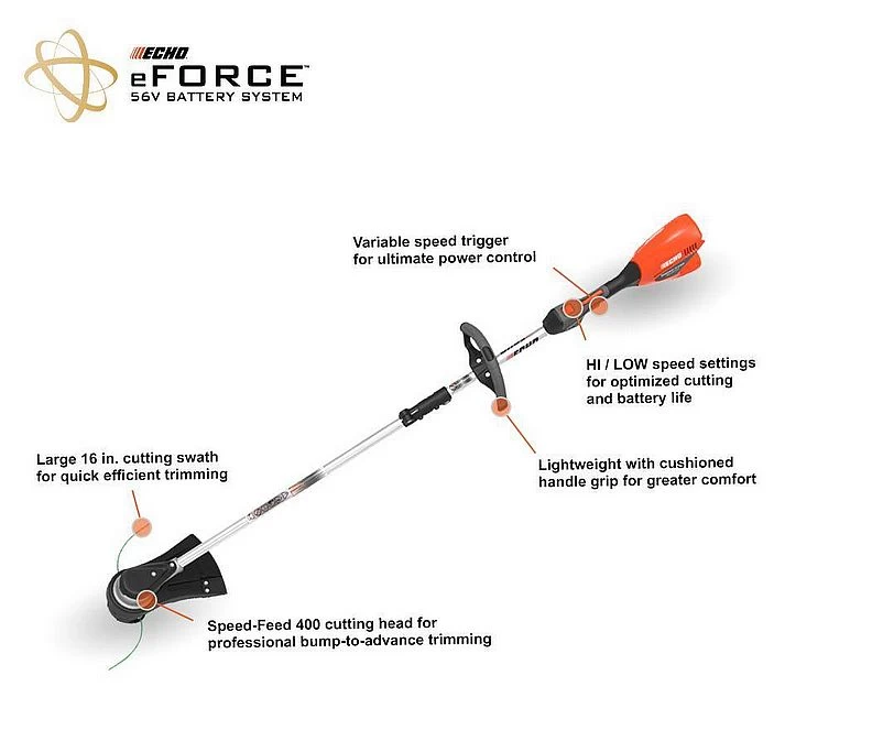 Echo Eforce 56-Volt Combo 16-Inch Cordless Battery String Trimmer And Cordless Battery Handheld Blower With 2.5Ah Battery And Charger - Image 2