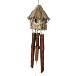 Driftwood Bird House Bamboo Wind Chime