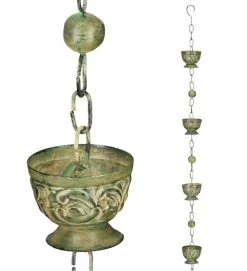 100-Inch Patina Green Chalice Rain Chain