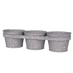 8-Inch 3-Bucket Aged Galvanized Wall Planter