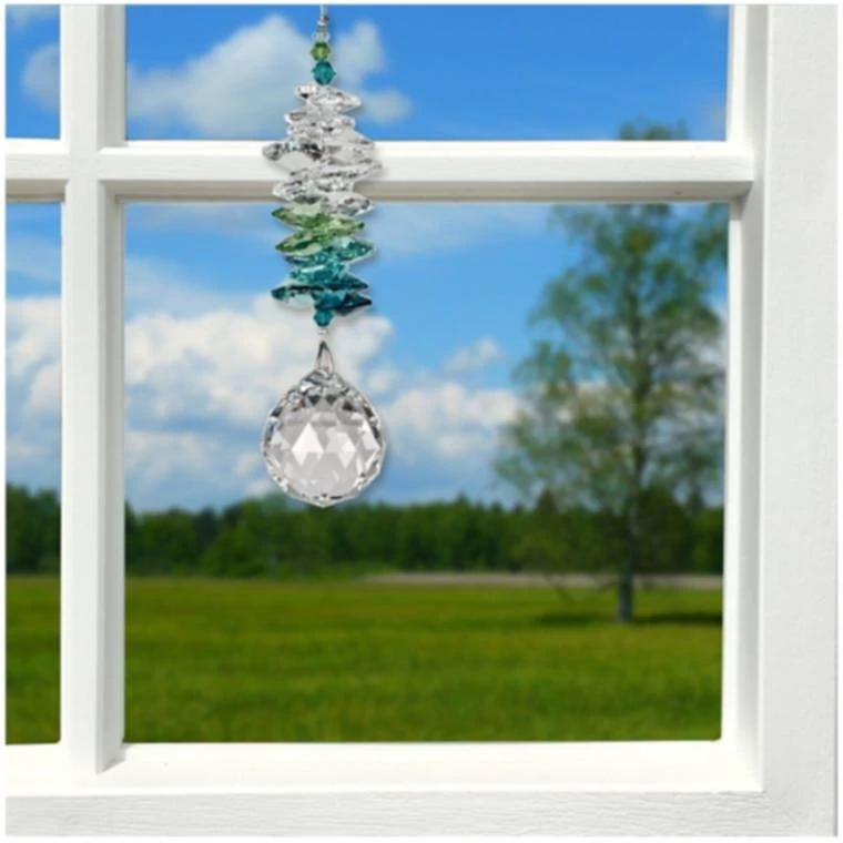 15-Inch Green Crystal Grand Cascade Suncatcher