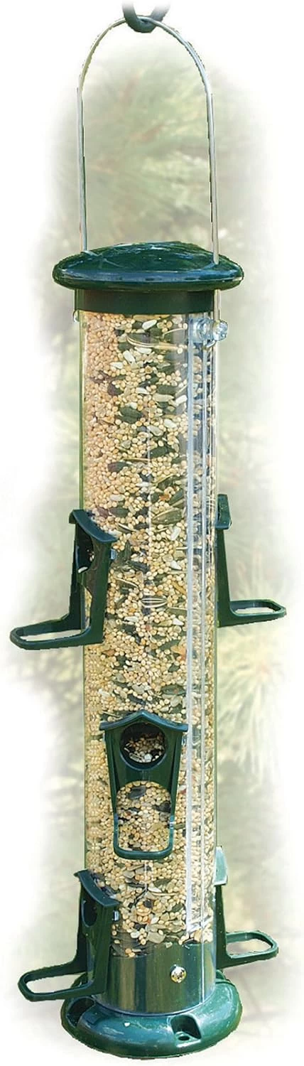 Audubon Green Plastic 6-Port Tube Bird Feeder - Image 2