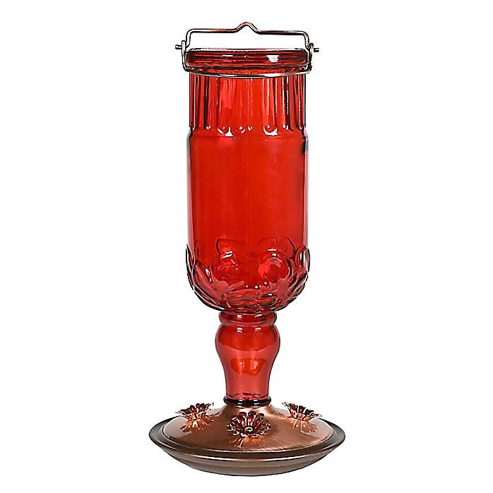 24-Ounce Red Antique Bottle Hummingbird Feeder - Image 2