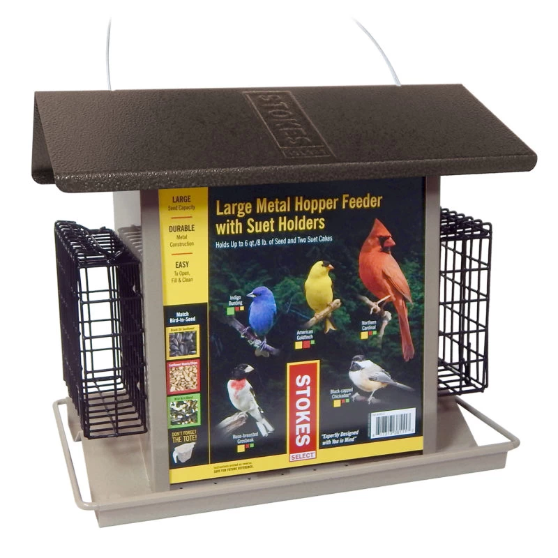 Large Hopper Bird Feeder With Suet Holders - Image 2