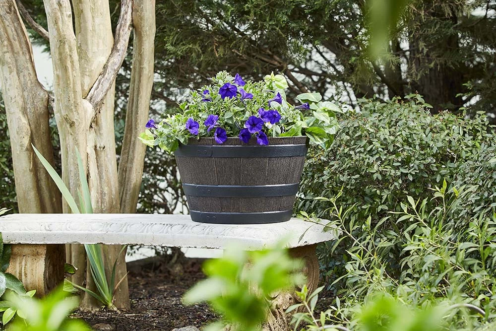 22-1/4-Inch Kentucky Walnut Whiskey Barrel Planter - Image 2