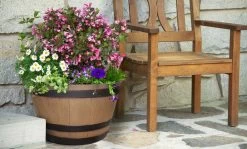 15-1/2-Inch Natural Oak Whiskey Barrel Planter