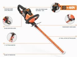 Worx 24-Inch 40-Volt Power Share Cordless Hedge Trimmer (2 X 20-Volt)