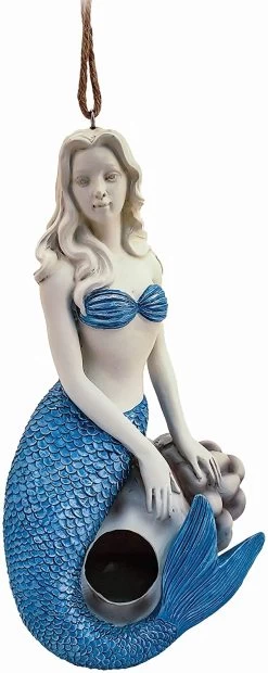 Blue Resin Birdhouse, Mermaid Design