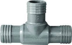 1-1/4-Inch Gray Polypropylene Hose Tee Without Clamps